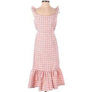 Velvet Torch Women Gingham Dress Size L Sleeveless Ruffle Strap Lightweight Midi